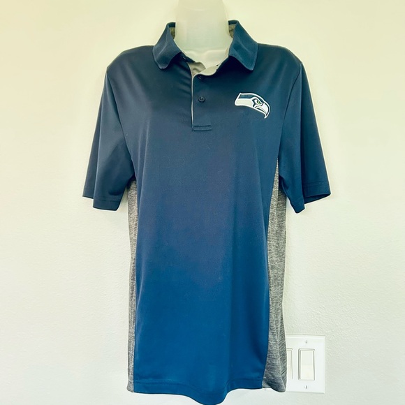 Tops - Seattle Seahawks Navy Polo Shirt with grey sides